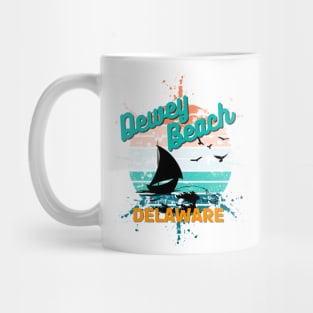 Dewey Beach Delaware Retro Vintage Exploding Sunset Mug